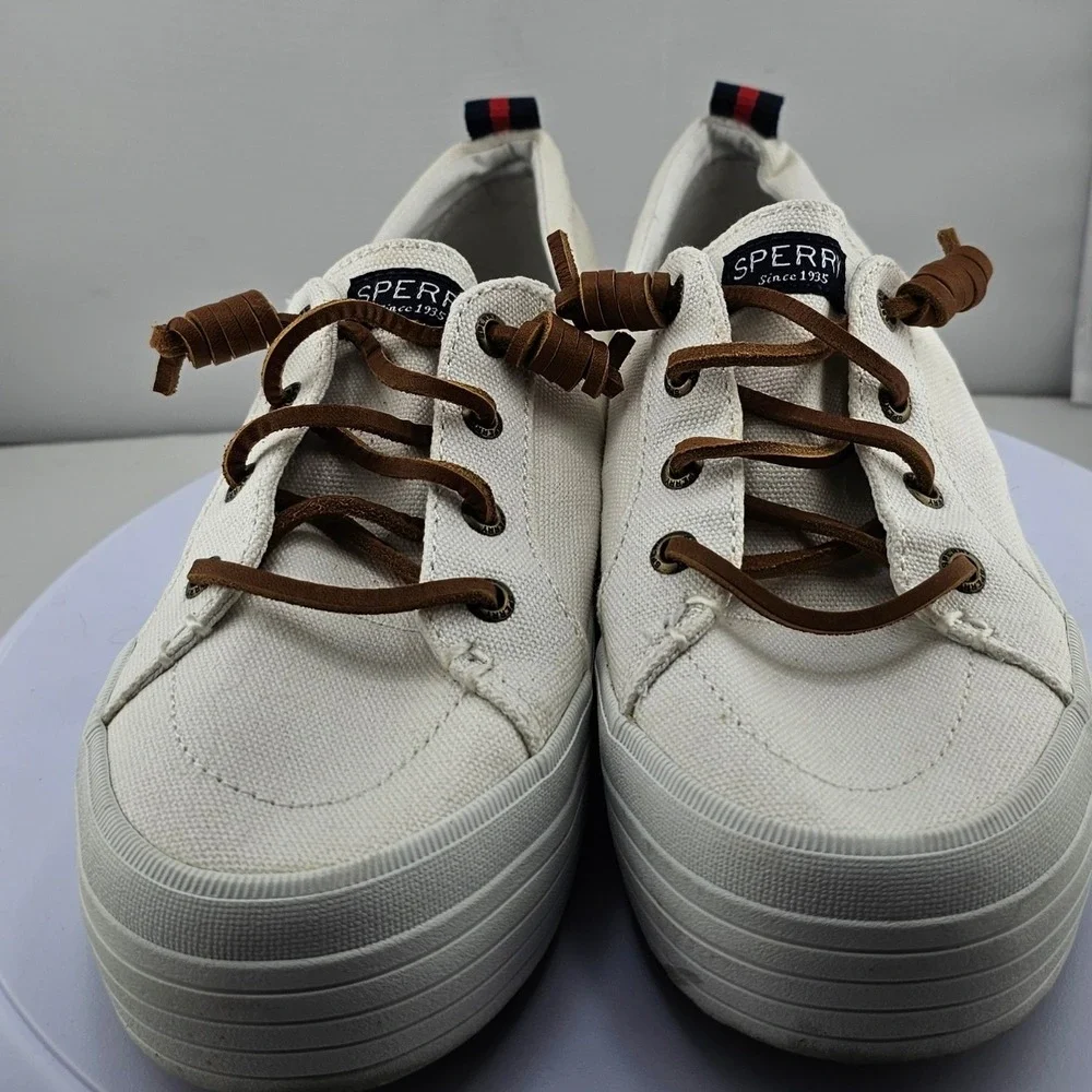 Sperry Top Sider Womens‎ Canvas Lace Up Sneakers Shoes White Size 7 STS84190 EUC - Picture 9 of 11